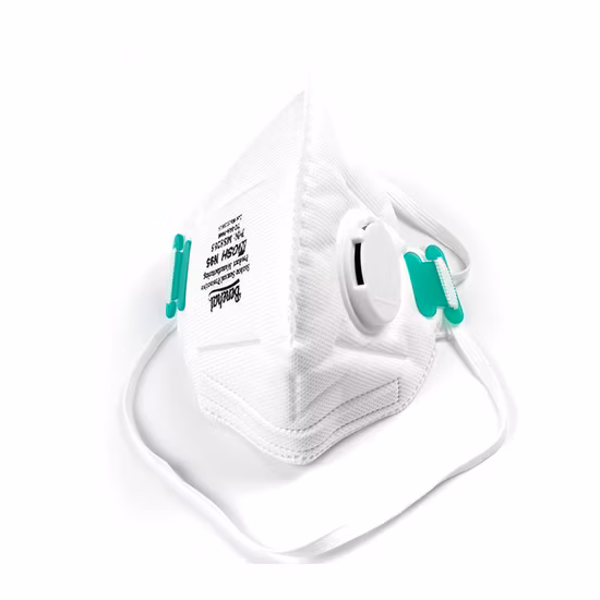 Máscara protetora contra poeira descartável antipoluição N95 com dobra plana
